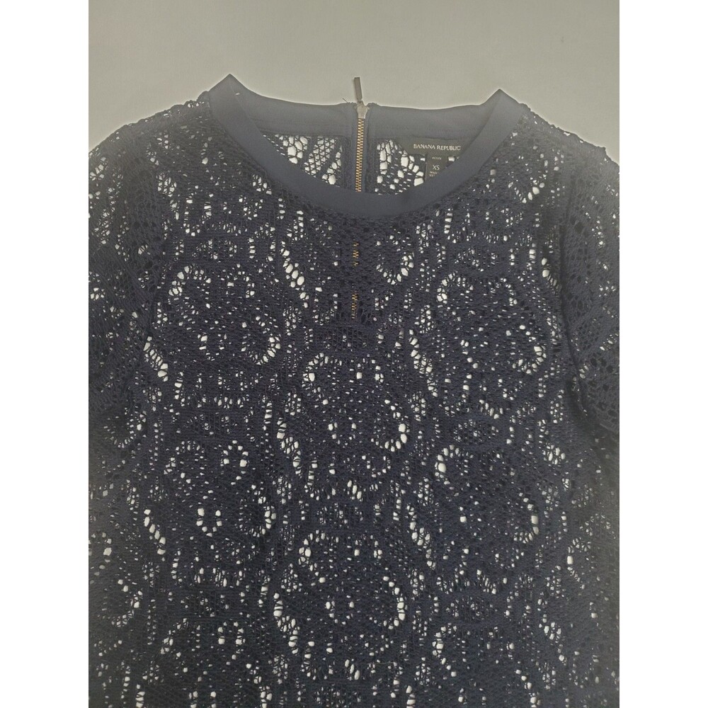 Banana Republic Women's Short Sleeve Mesh Blouse, Blue, PXS
